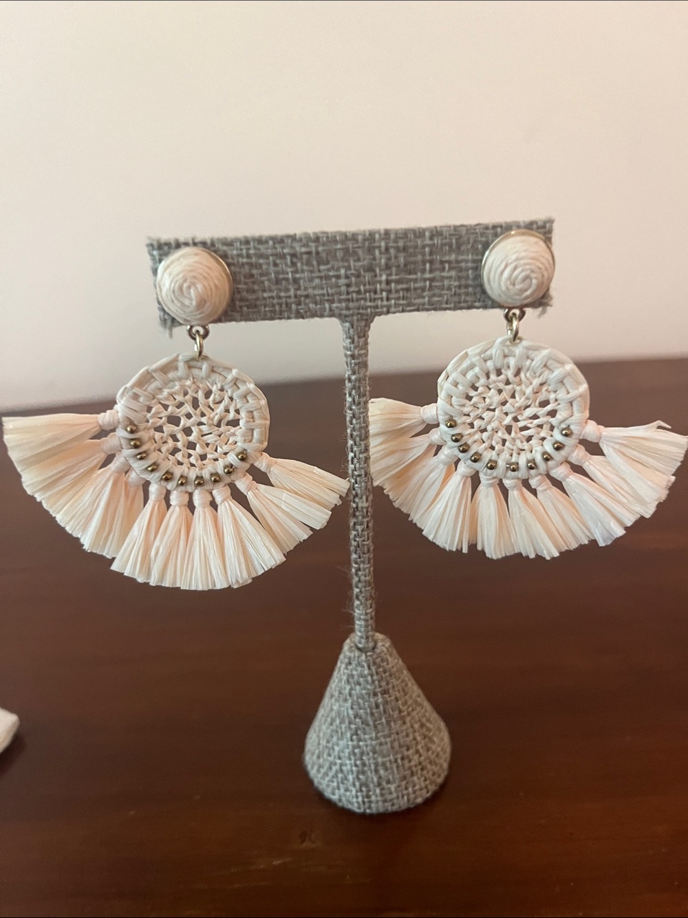 J Crew Raffia Fan Statement Earrings - Natural - Picture 6 of 9